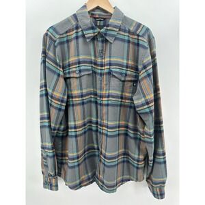 Marmot Shirt Mens XL Yellow Blue Plaid Button Front Long Sleeve FF57